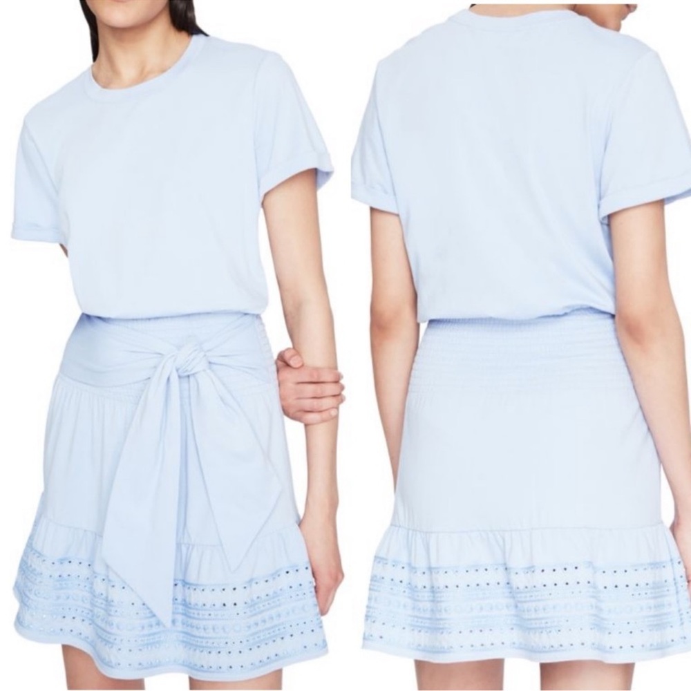 PARKER FLEUR EYELET HEM MINI DRESS ASTRAL BLUE XS LIKE NEW